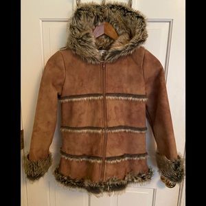 Garnet Hill Kids Faux suede and fur jacket